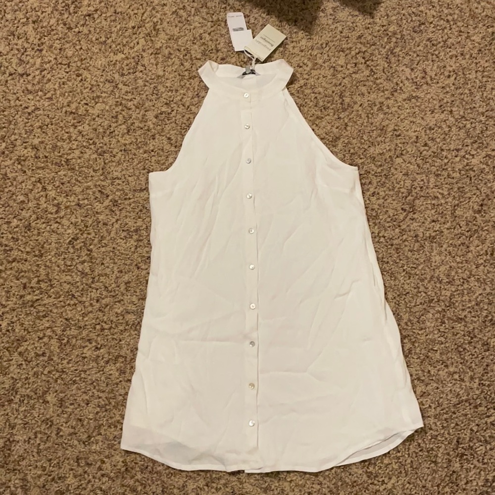 NWT White halter full button shirt dress w/pockets